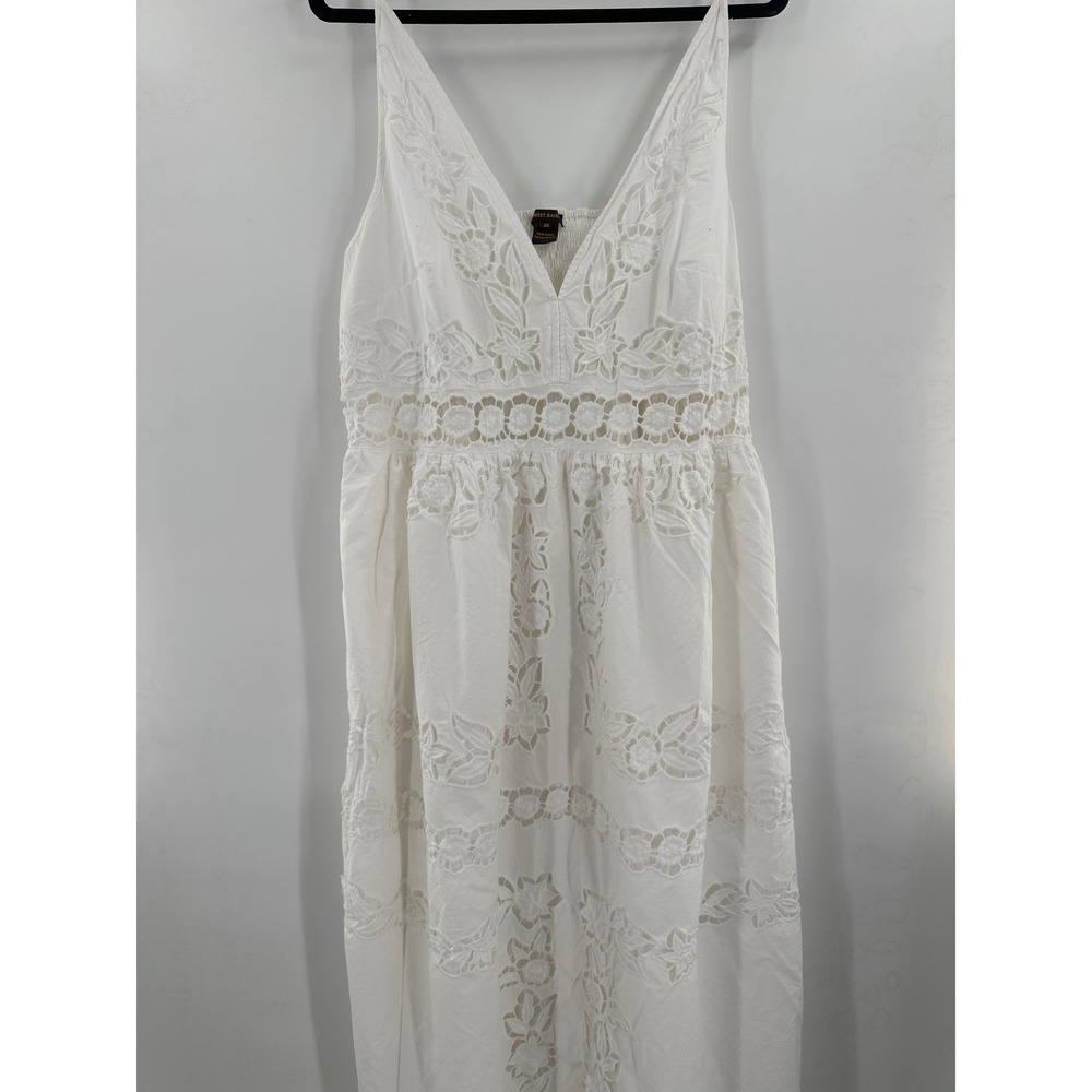 Anthropologie Vineet Bahl Sleeveless V-Neck Floral Cutwork Dress White 2X - Picture 4 of 10